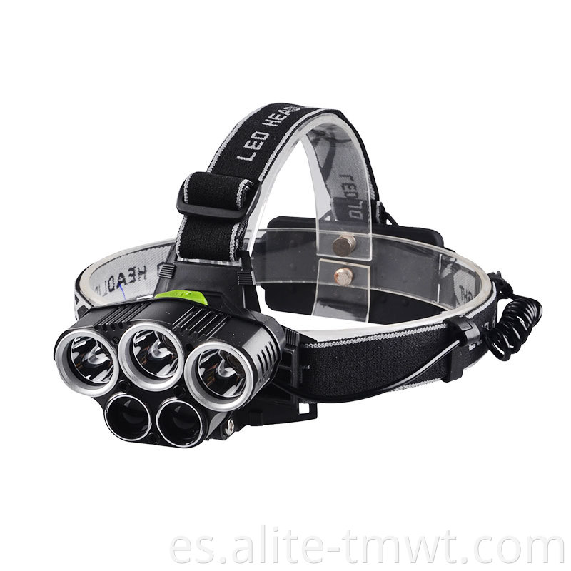 Aluminio de alta calidad 1800 Lúmenes recargables 5Led Headlamp más brillante 18650 3*T6+2*R2 LED FEARL